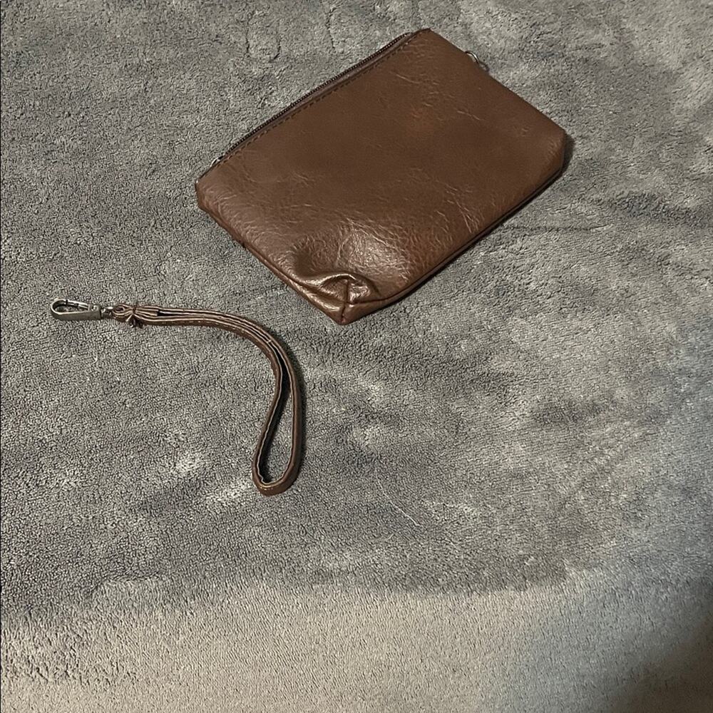 Elegant Brown Leather Clutch NWOT